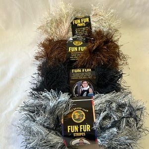 New Lion Brand Fun Fur Stripes, Fun Fur Prints and Fun Fur Eyelash Yarn-4 Skeins